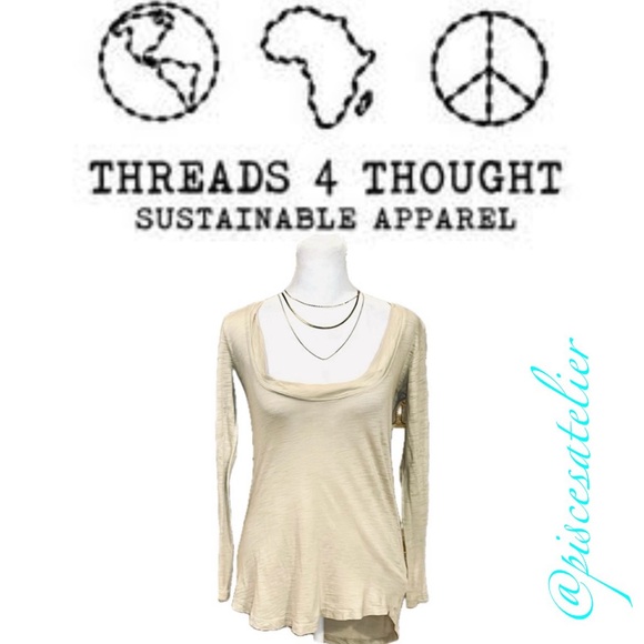 Threads 4 Thought Beige Solid Scoop Neck Long Sleeve T-Shirt, Women’s Size XS. - Picture 1 of 7